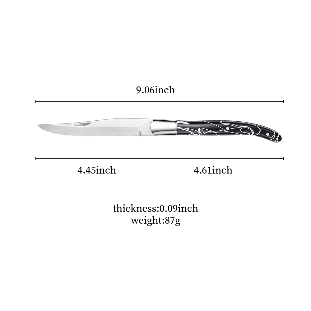 Laguiole Style Spanish Acrylic Handle Stainless Steel Steak Knife with Half Serrated Blade