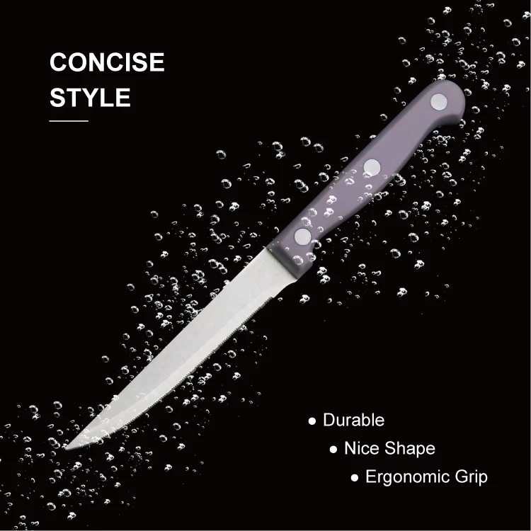Elegant Party Dresses Steak Knife with Purple Ergonomic POM Handle | Durable Metal Stainless Steel | Sustainable