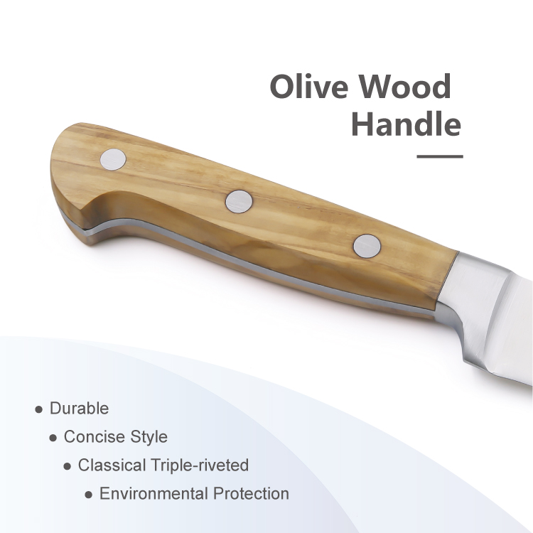Olive Wood Handle Barbecue Fork & Carving Knife Set