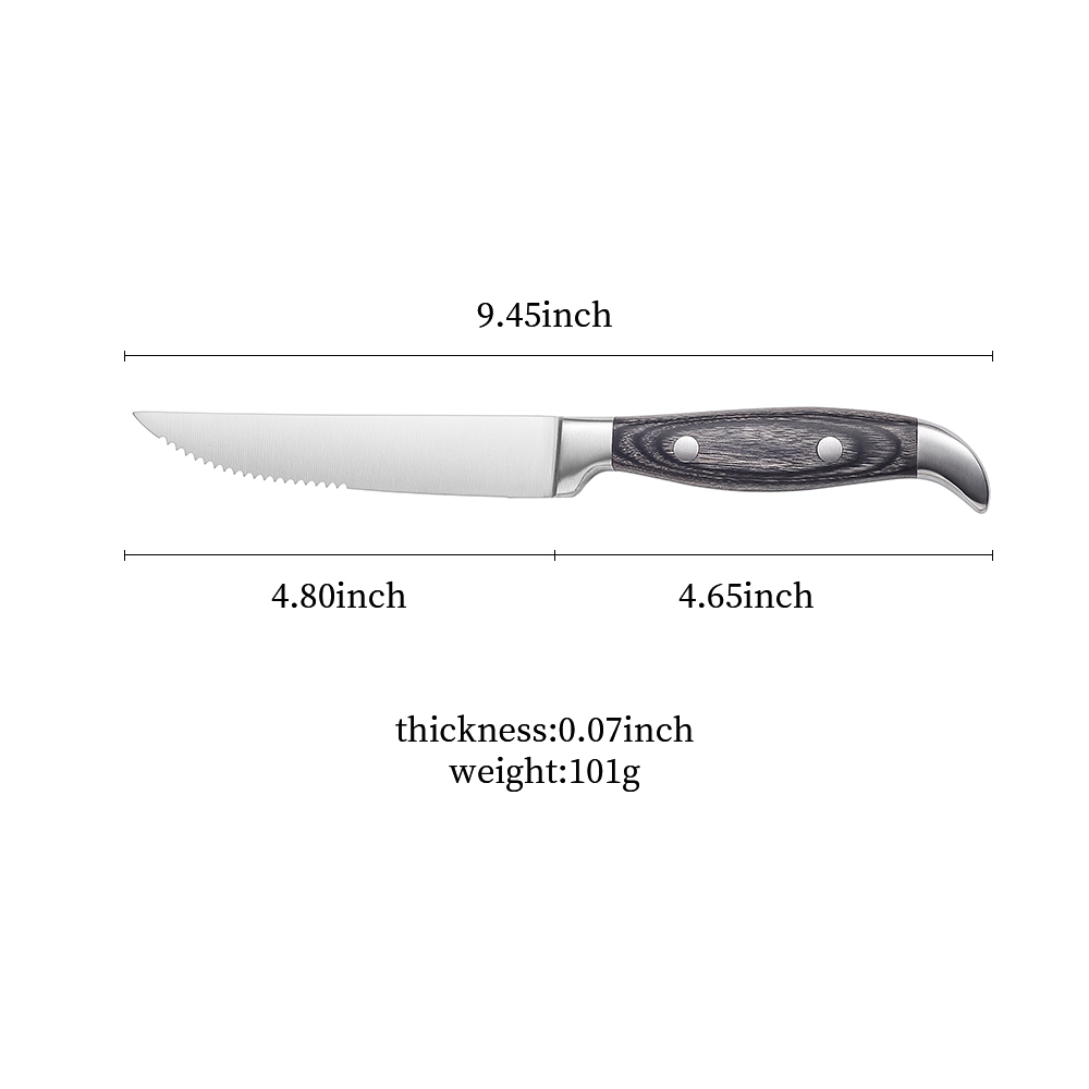 Wood-Handled Half-Serrated Steak Knives - Durable, Ergonomic & Stylish Cutlery