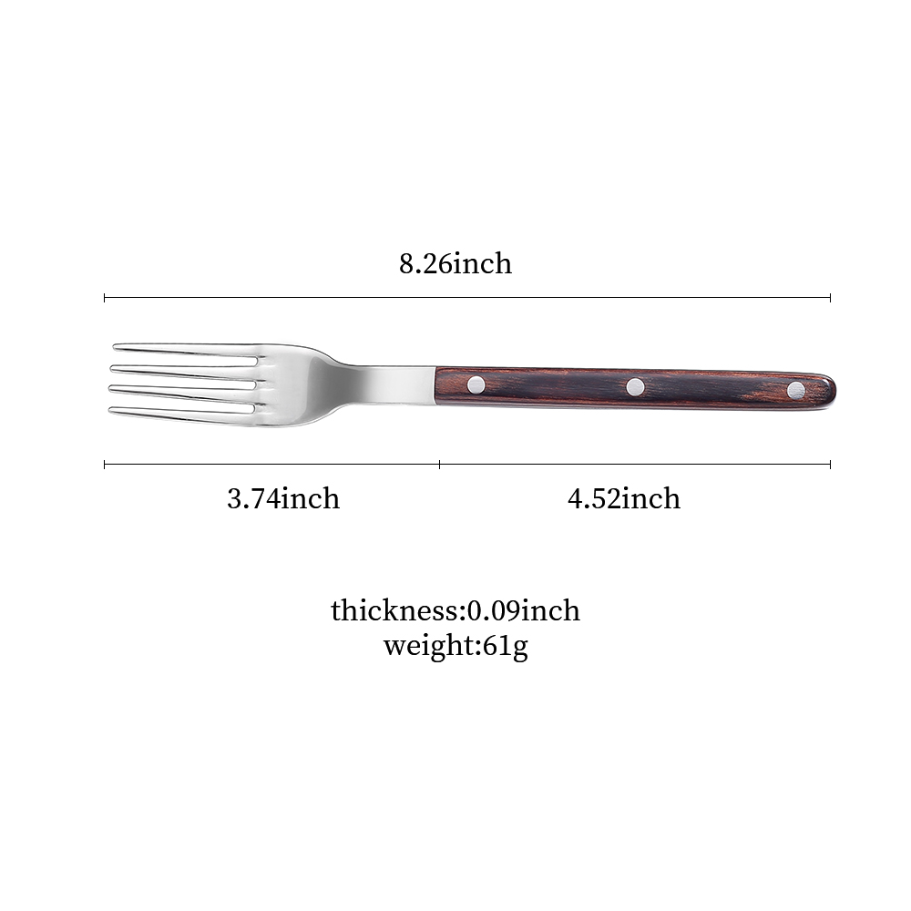Eco-Friendly 4-Piece Wooden Handle Knife, Fork & Spoon Set for an Authentic Tabletop Experience