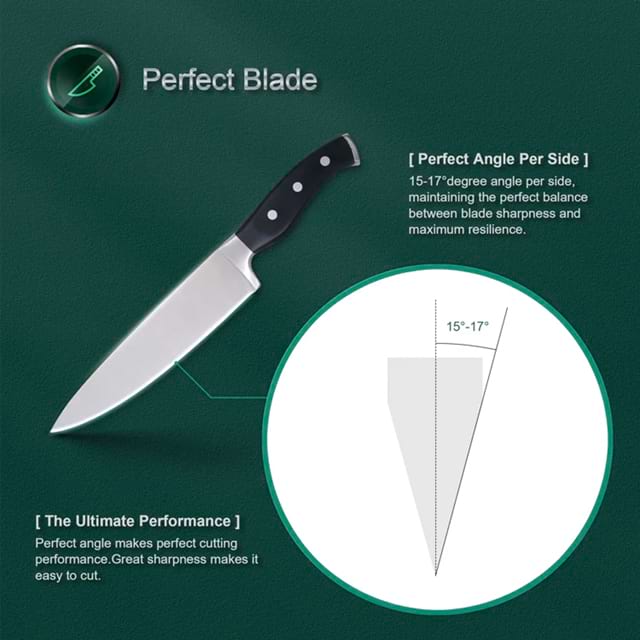 17-Piece Triple-Riveted Kitchen Knife Set with Black Wooden Holder