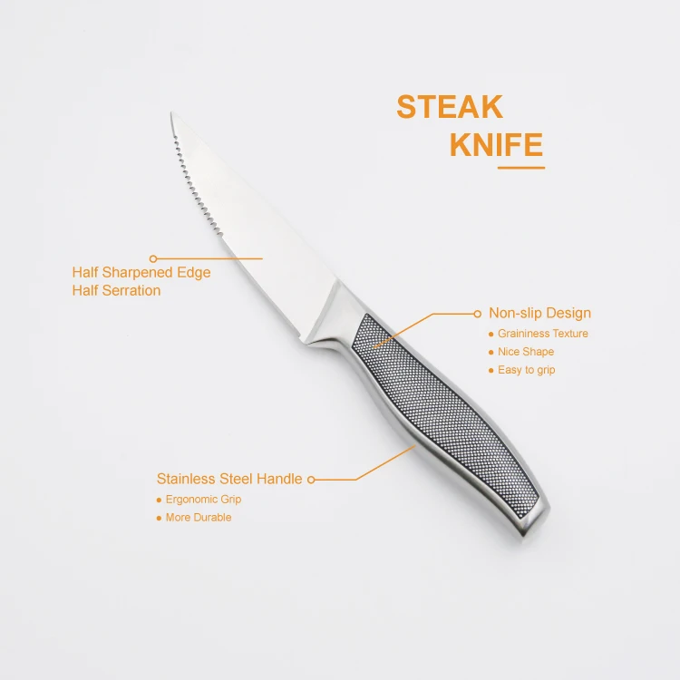 High-Quality 4.7-Inch Stainless Steel Jumbo Steak Knife Serrated with Non-Slip Handle