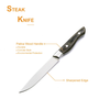 Couteau à steak aiguisé en une seule pièce à double rivetage à prix compétitif avec manche en bois de Pakka