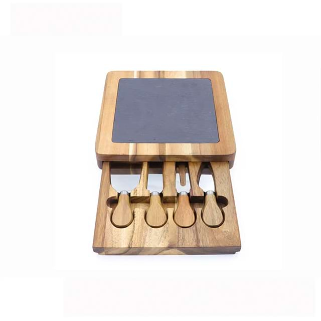 ဒိန်ခဲဓားဖြင့် စတိုင်လ်ကျသော Acacia Cheese Board Set