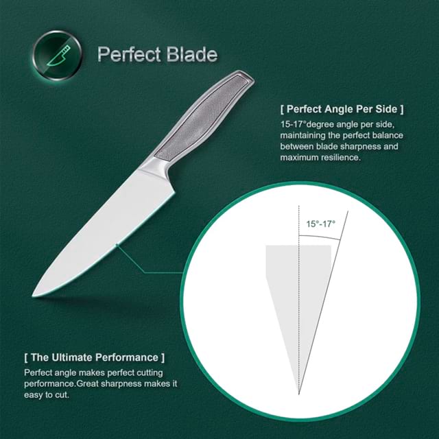 ສະແຕນເລດ Chef Knife - Ergonomic Non-Slip Handle ສໍາລັບເຮືອນແລະຮ້ານອາຫານ