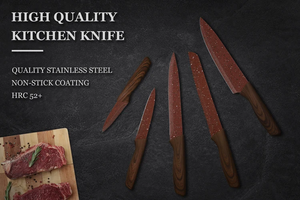 6-компонентни нелепљиви премаз од нерђајућег челика, сет блокова кухињских ножева са акрилним постољем