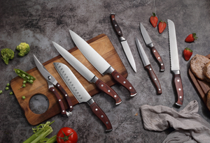 8-Piece Stainless Steel Chef Knife Set with Color Wood Handles – Premium Kitchen Knife Collection for Home & Professional Use