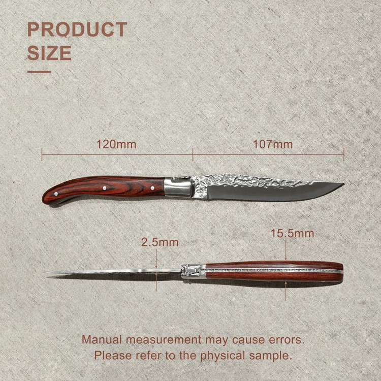 Högkvalitativ 4,5'' biffknivsset i rostfritt stål med Pakka trähandtag - biffknivset