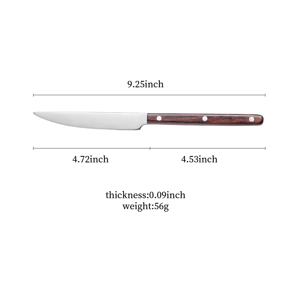 Экологически чистый набор из четырех предметов: нож, вилка и ложка с деревянной ручкой для аутентичного настольного отдыха