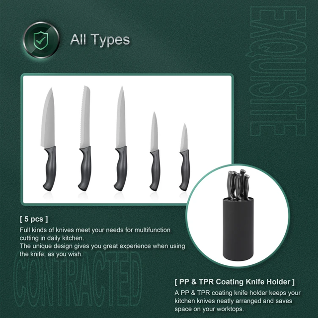 8 Inch Stainless Steel Kitchen Knife ມີດຈັບ PP ສີດໍາ